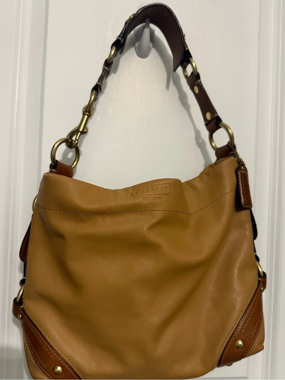 Coach Carly Leather Hobo Bag with Brass Hardware